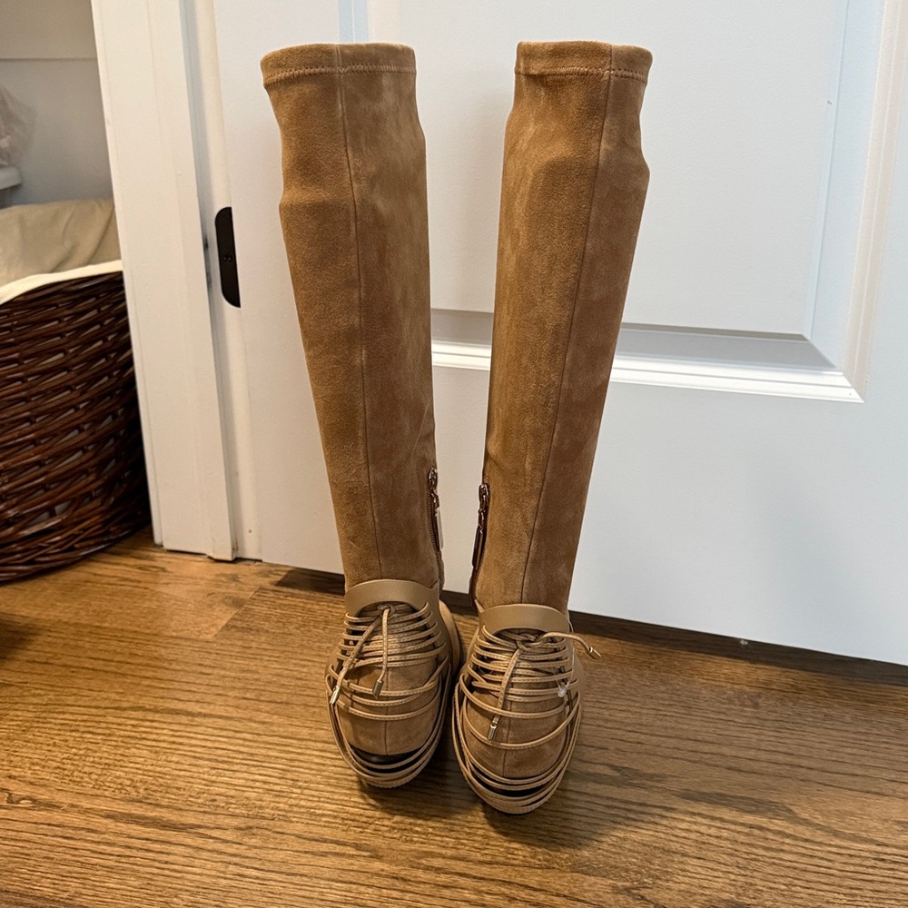 Daniella Shevel NY Tan Suede Knee-High Women's Boots Sz 39 NEW $995 Gorgeous! - Picture 4 of 10